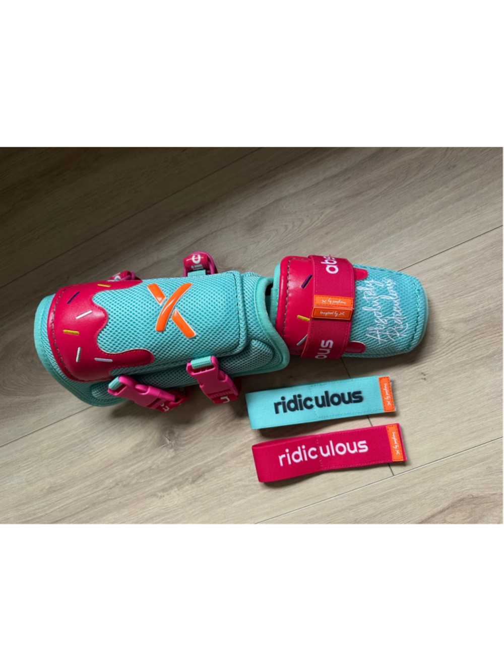 Absolutely Ridiculous Baseball Shin Guards One Size Blue Pink